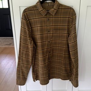 Lululemon Men’s Flannel Button Down, L, Mustard/Black